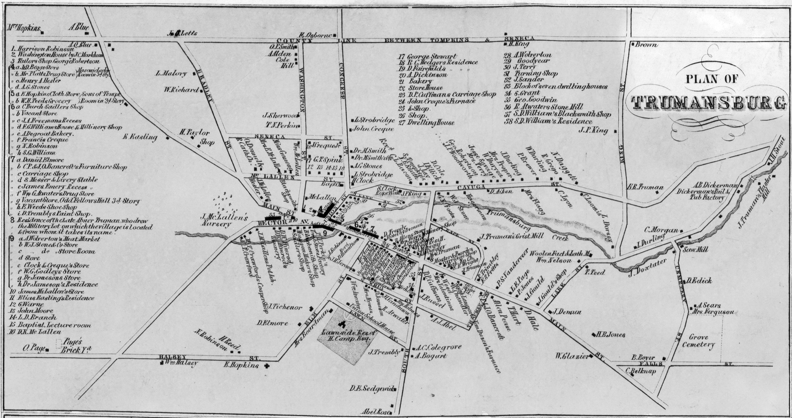 Map of Trumansburg, NY 1853